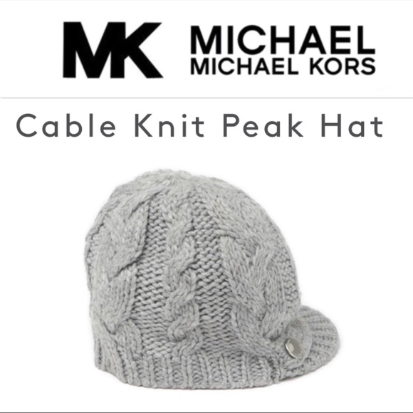🆕🧢 Cable Knit Peak Hat Gray MK Michael Kors - Picture 4 of 5